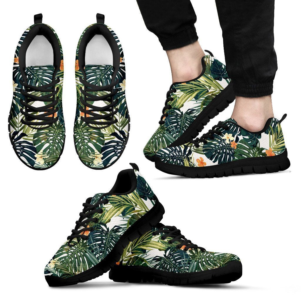 Summer Hawaiian Leaves Pattern Print Men's Sneakers