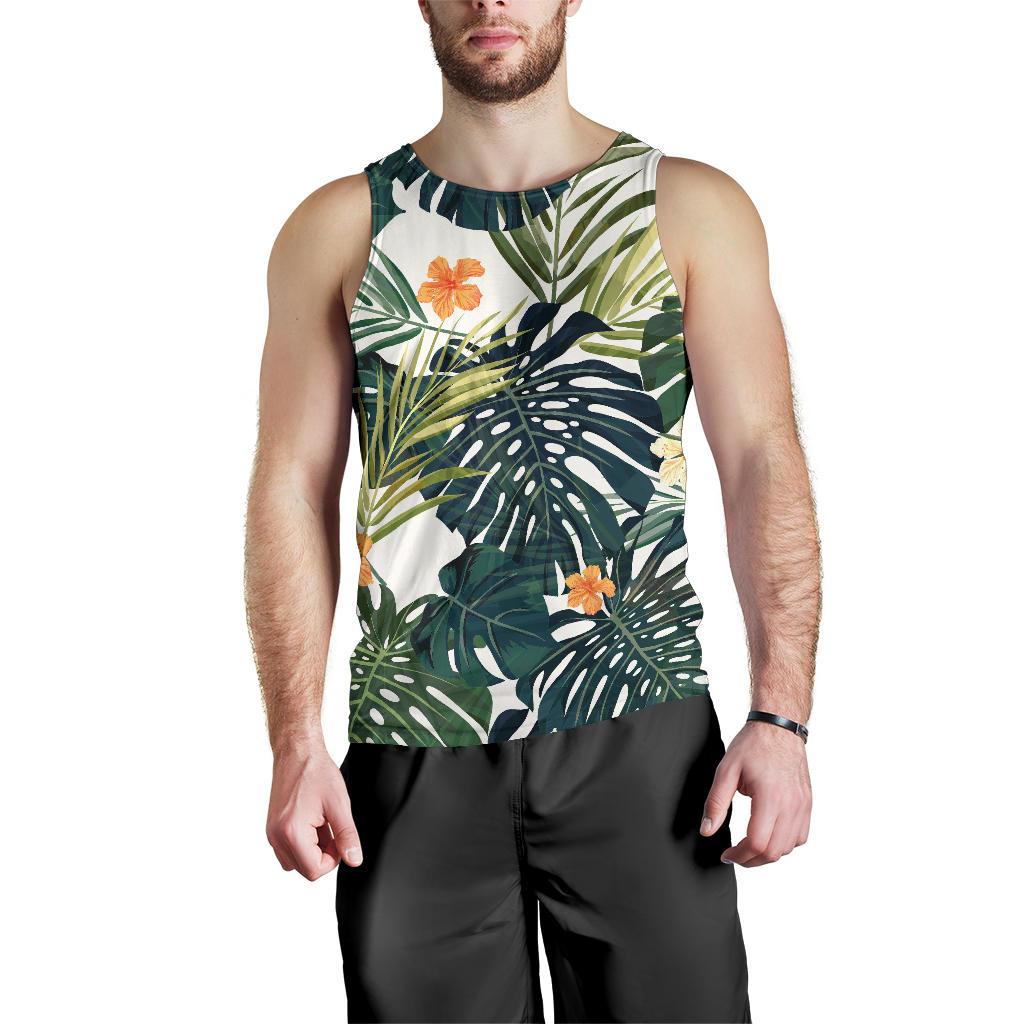 Summer Hawaiian Leaves Pattern Print Men's Tank Top