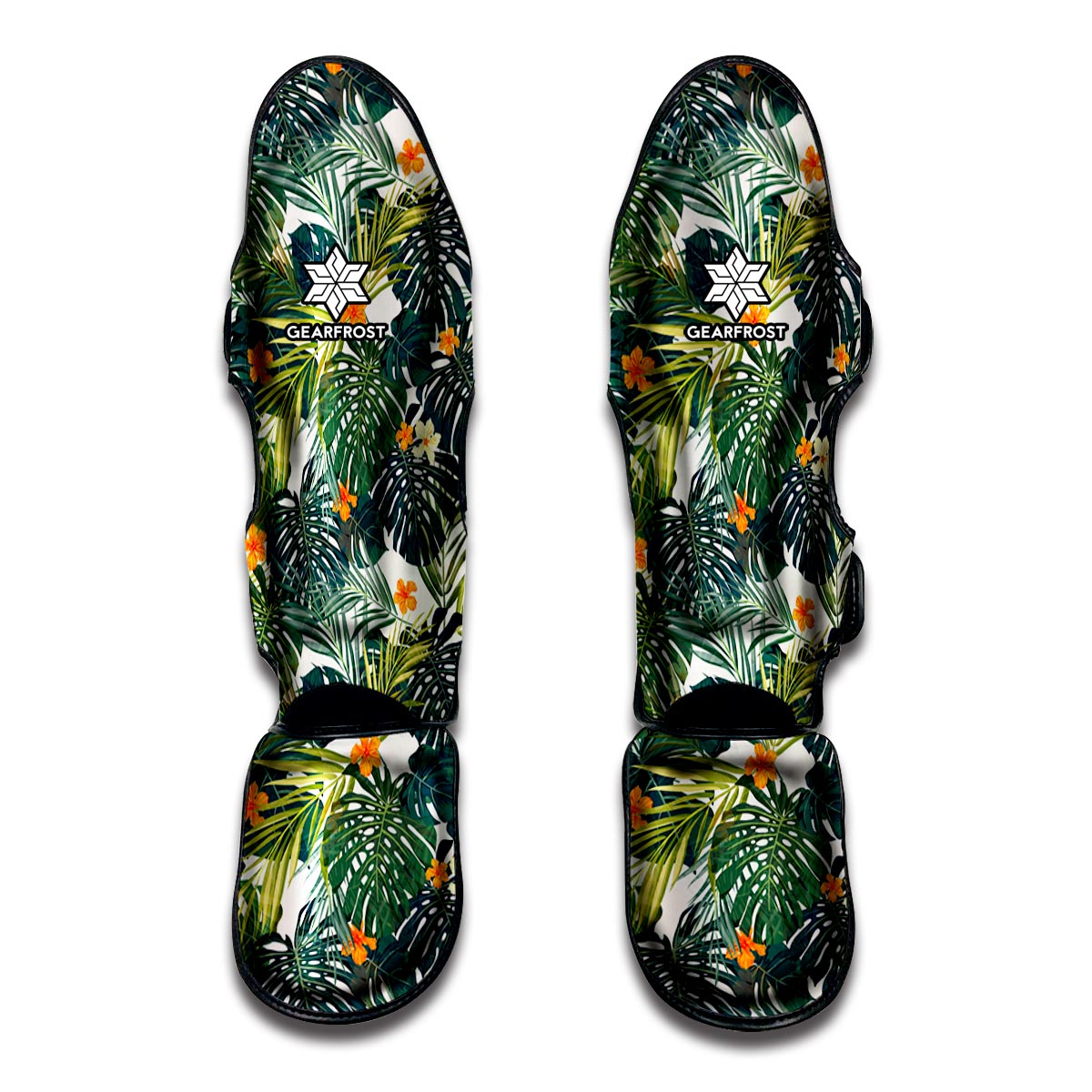 Summer Hawaiian Leaves Pattern Print Muay Thai Shin Guards