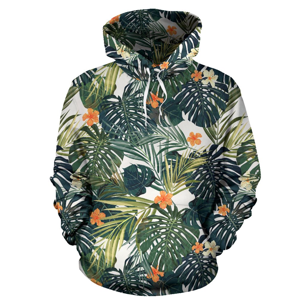 Summer Hawaiian Leaves Pattern Print Pullover Hoodie