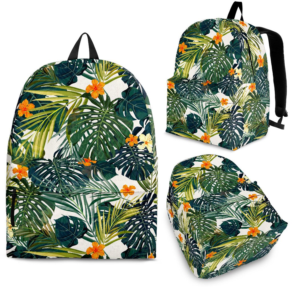 Summer Hawaiian Leaves Pattern Print School Backpack