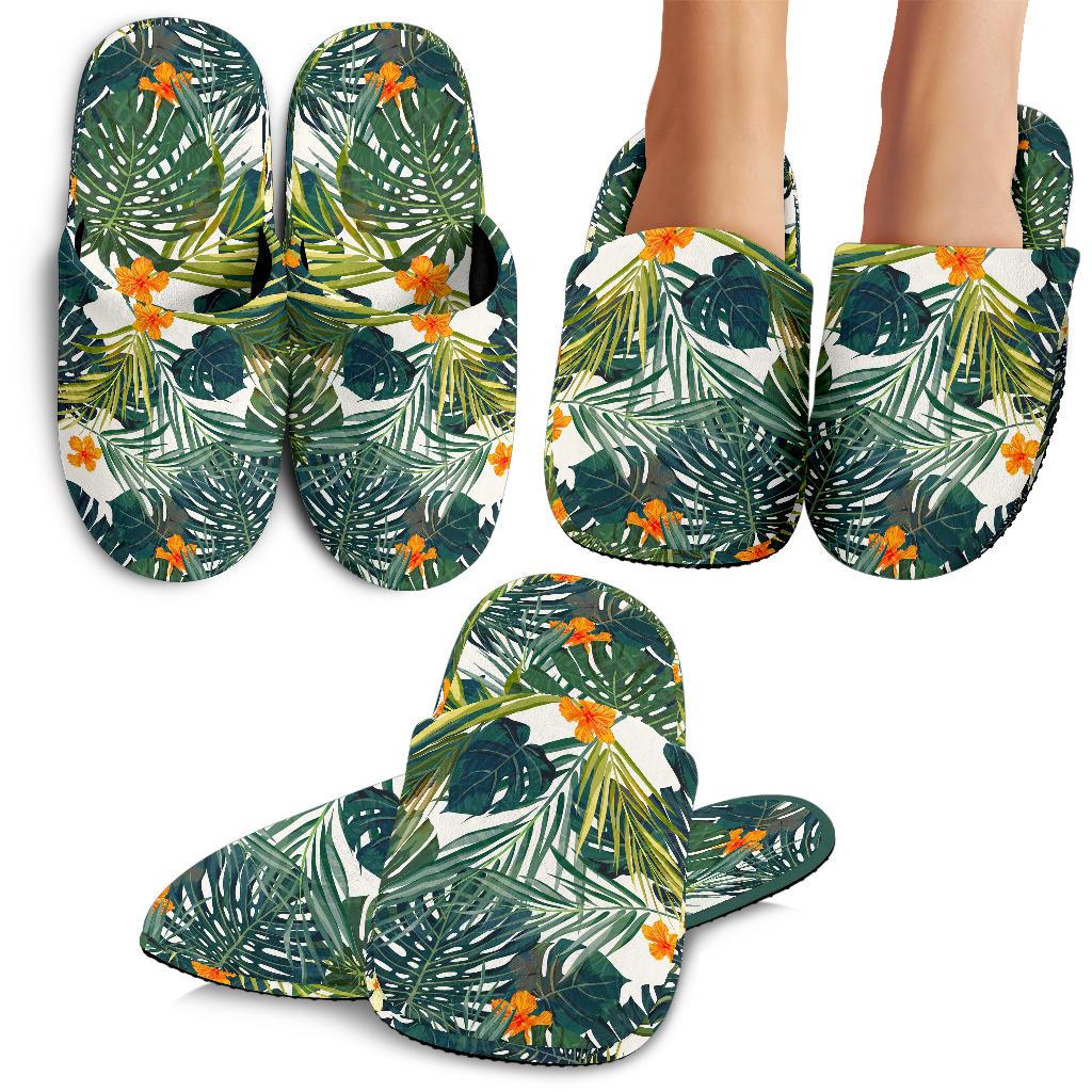 Summer Hawaiian Leaves Pattern Print Slippers