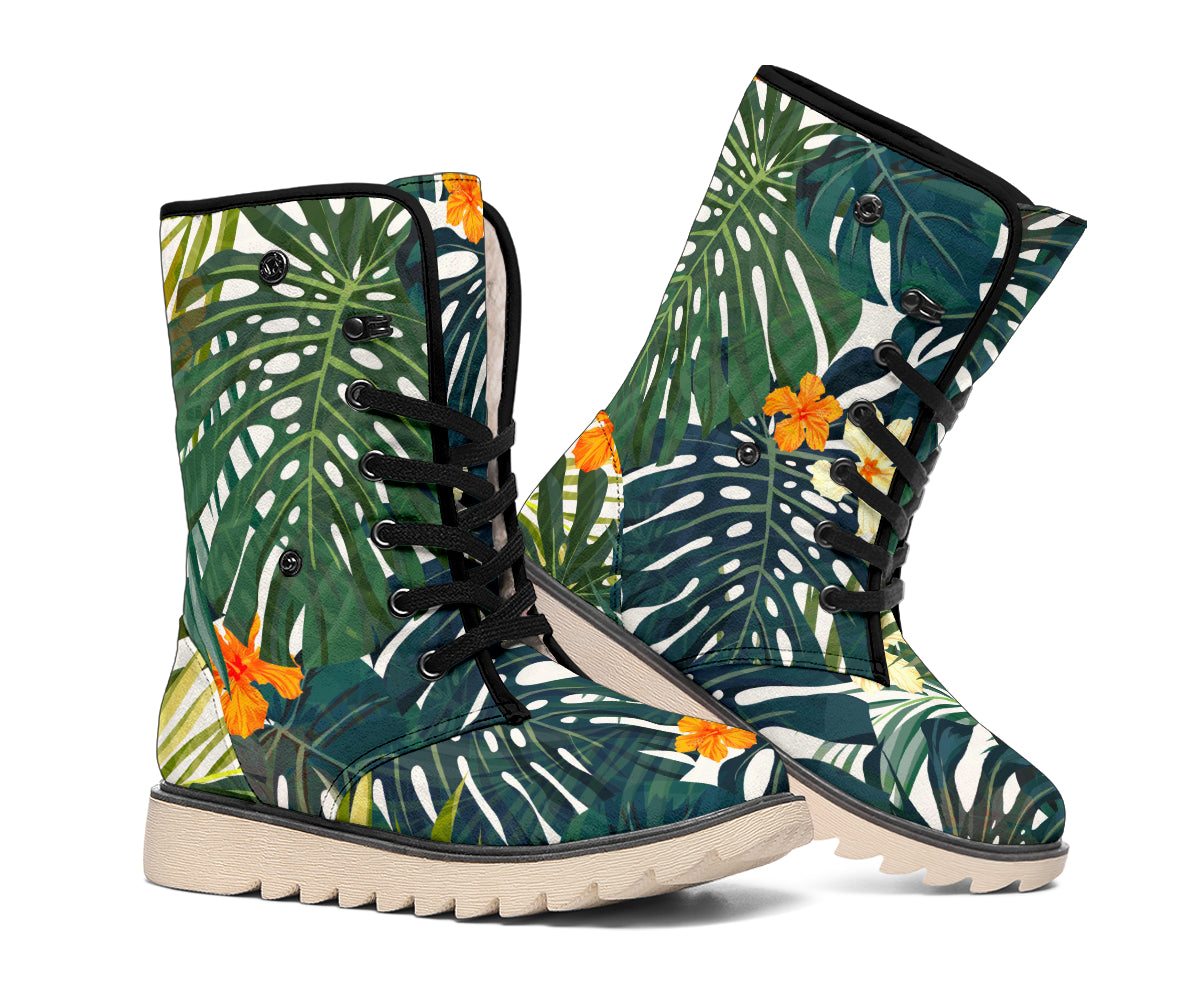 Summer Hawaiian Leaves Pattern Print Winter Boots