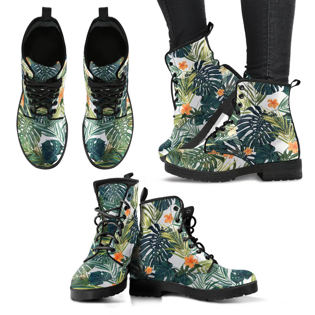 Summer Hawaiian Leaves Pattern Print Women's Boots