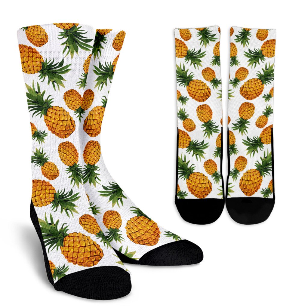 Summer Pineapple Pattern Print Crew Socks