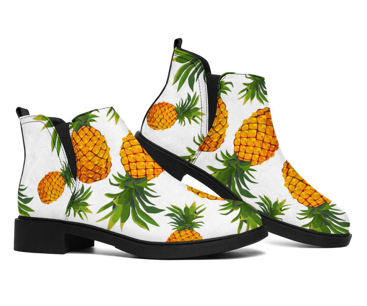 Summer Pineapple Pattern Print Flat Ankle Boots