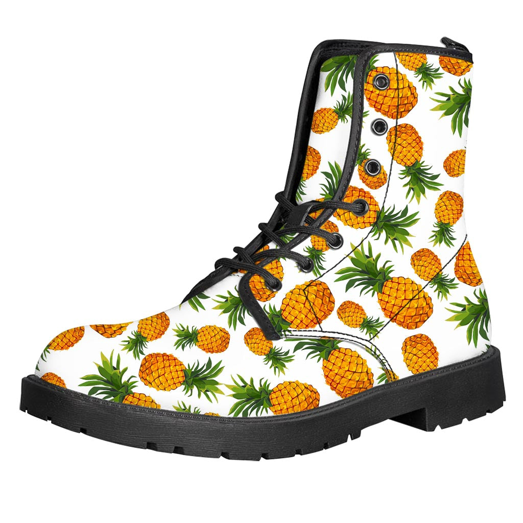 Summer Pineapple Pattern Print Leather Boots