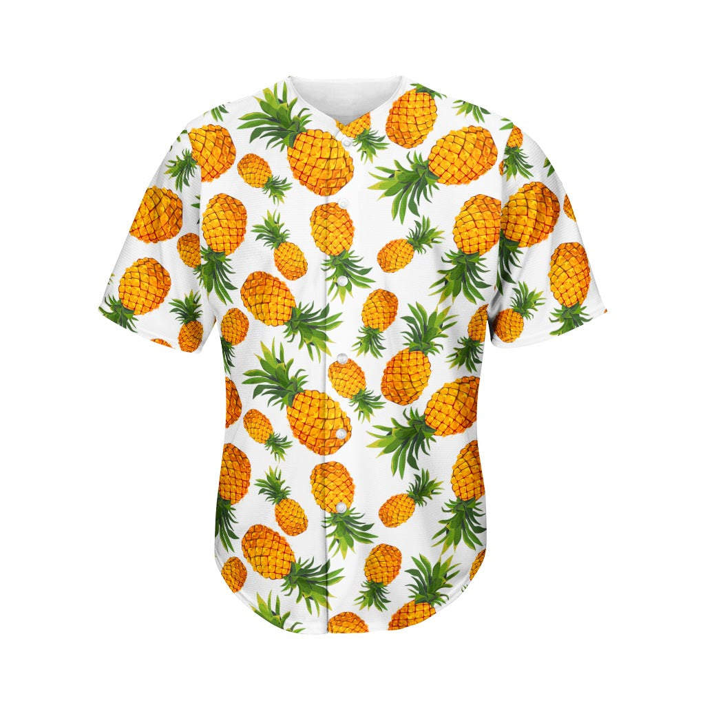 Summer Pineapple Pattern Print Men's Baseball Jersey