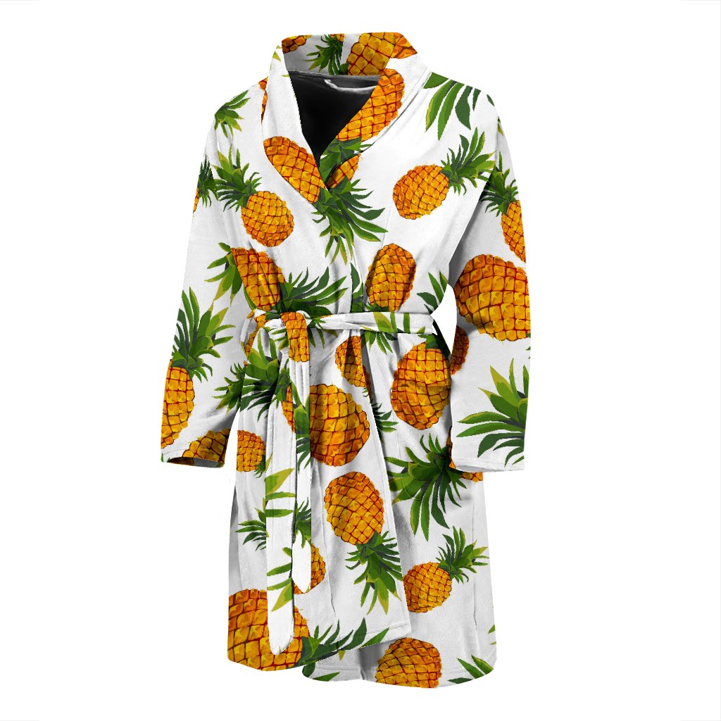 Summer Pineapple Pattern Print Men's Bathrobe