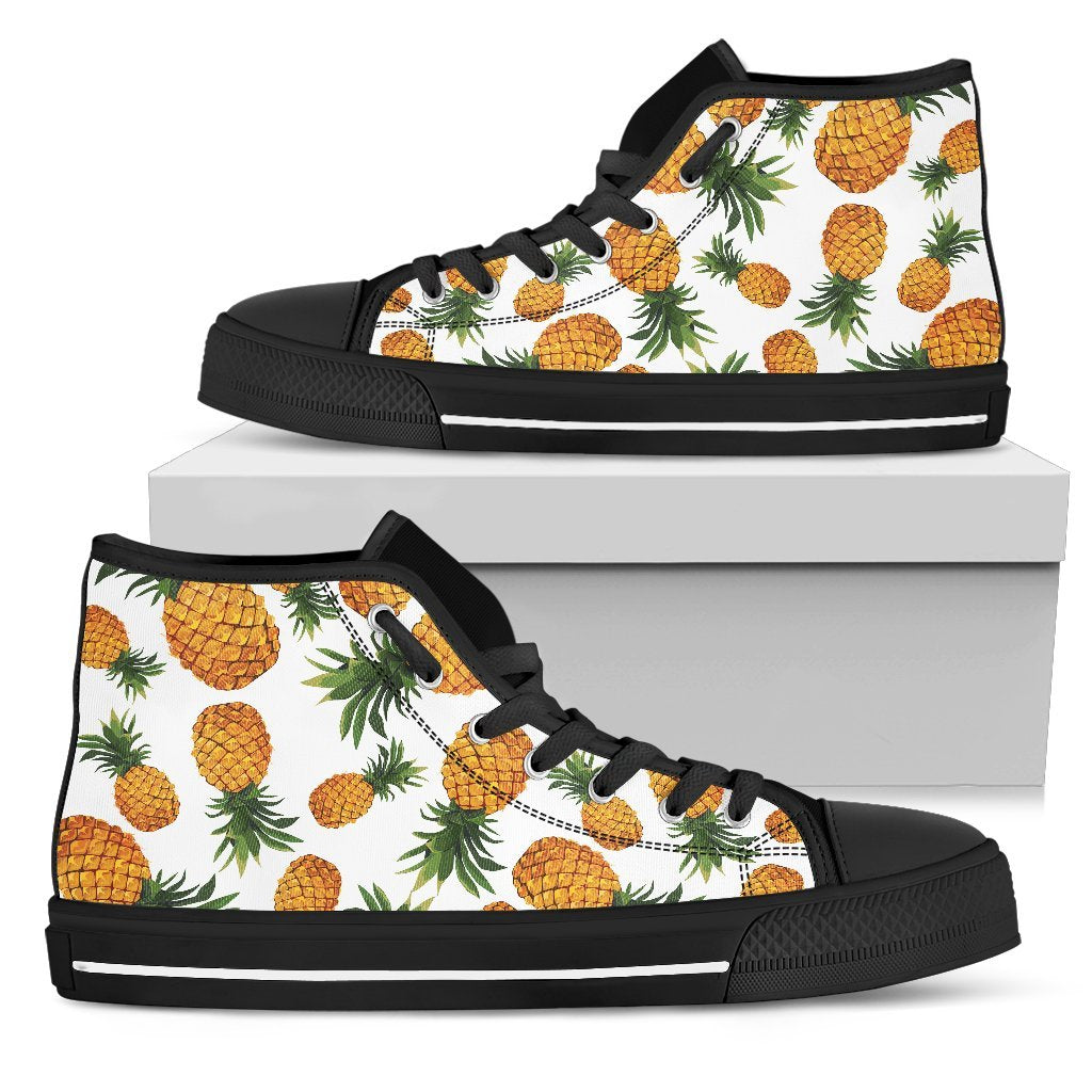 Summer Pineapple Pattern Print Men's High Top Shoes