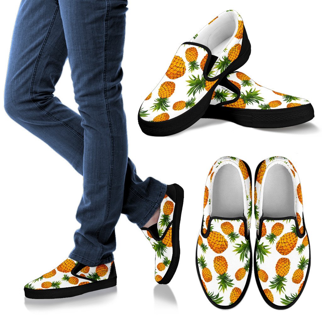 Summer Pineapple Pattern Print Men's Slip On Shoes