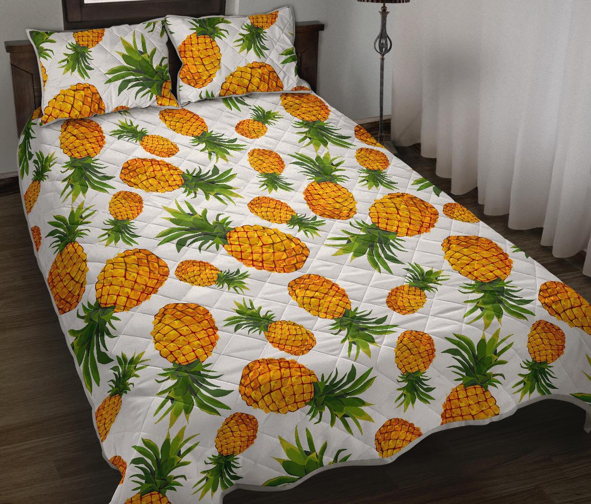 Summer Pineapple Pattern Print Quilt Bed Set