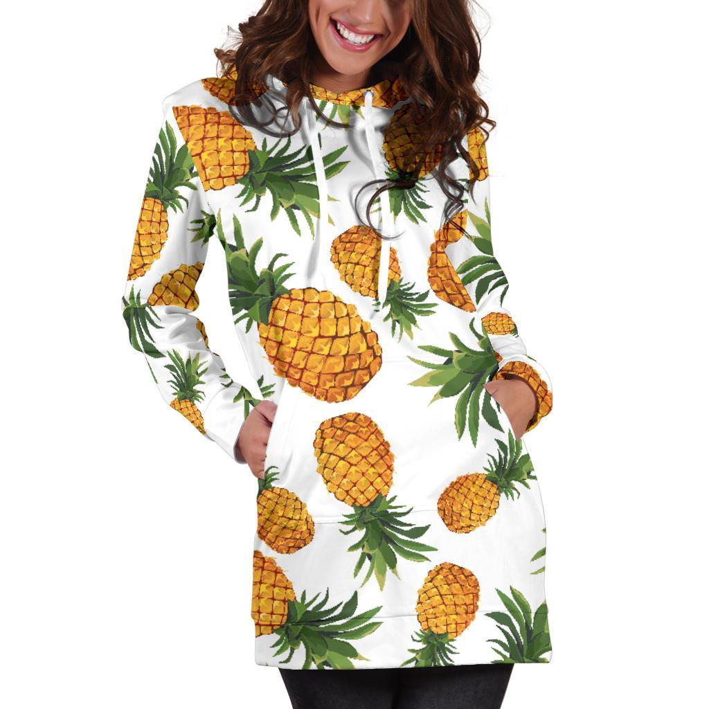 Summer Pineapple Pattern Print Women's Pullover Hoodie Dress