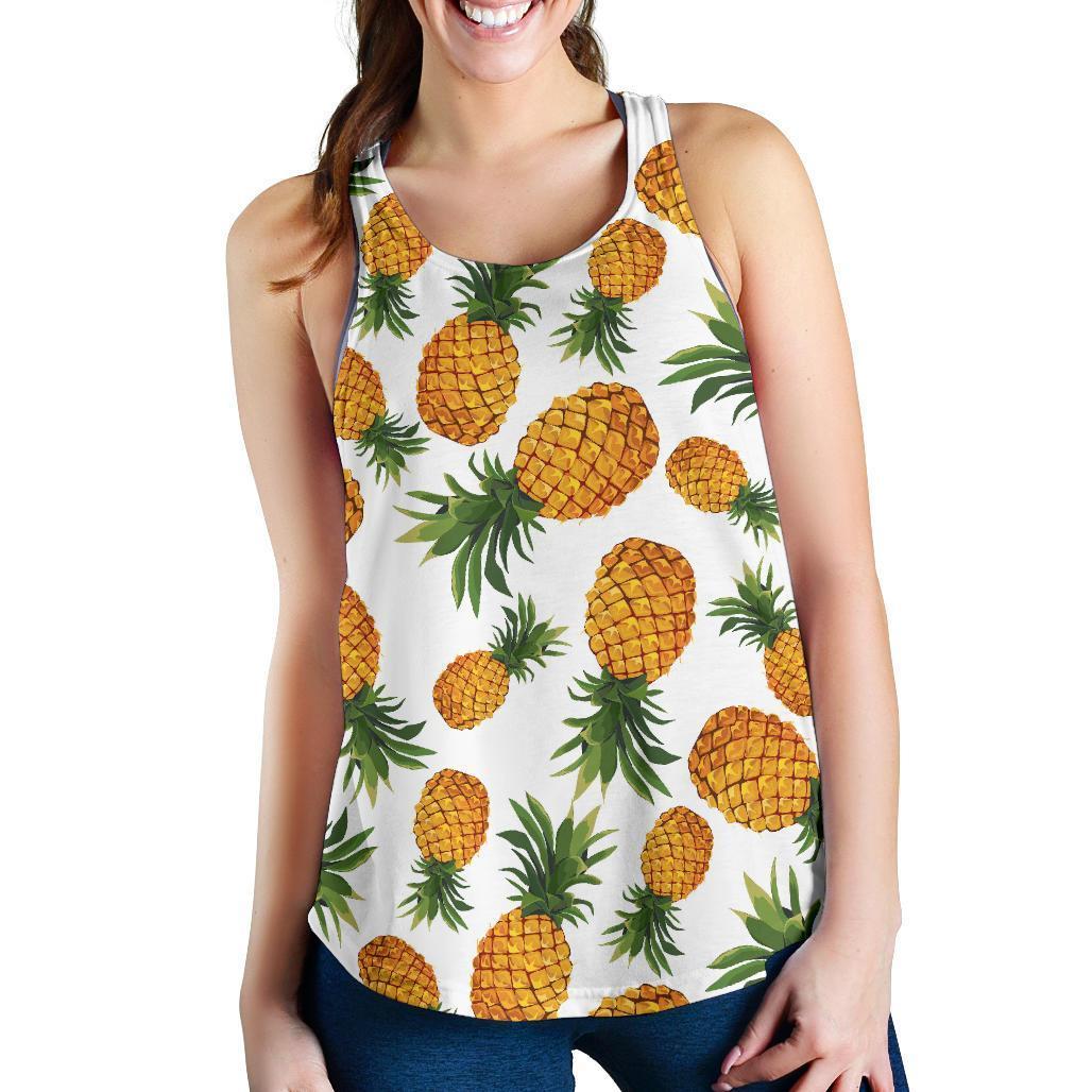 Summer Pineapple Pattern Print Women's Racerback Tank Top