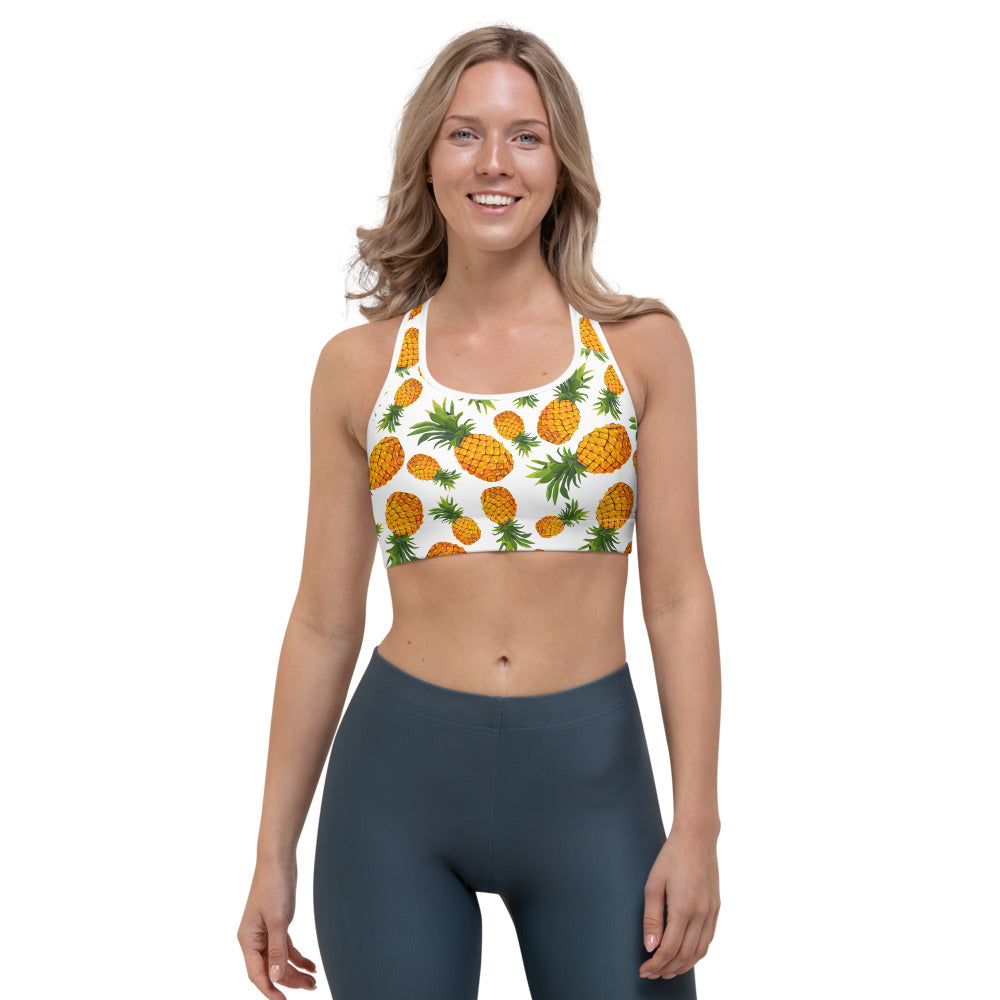 Summer Pineapple Pattern Print Women's Sports Bra