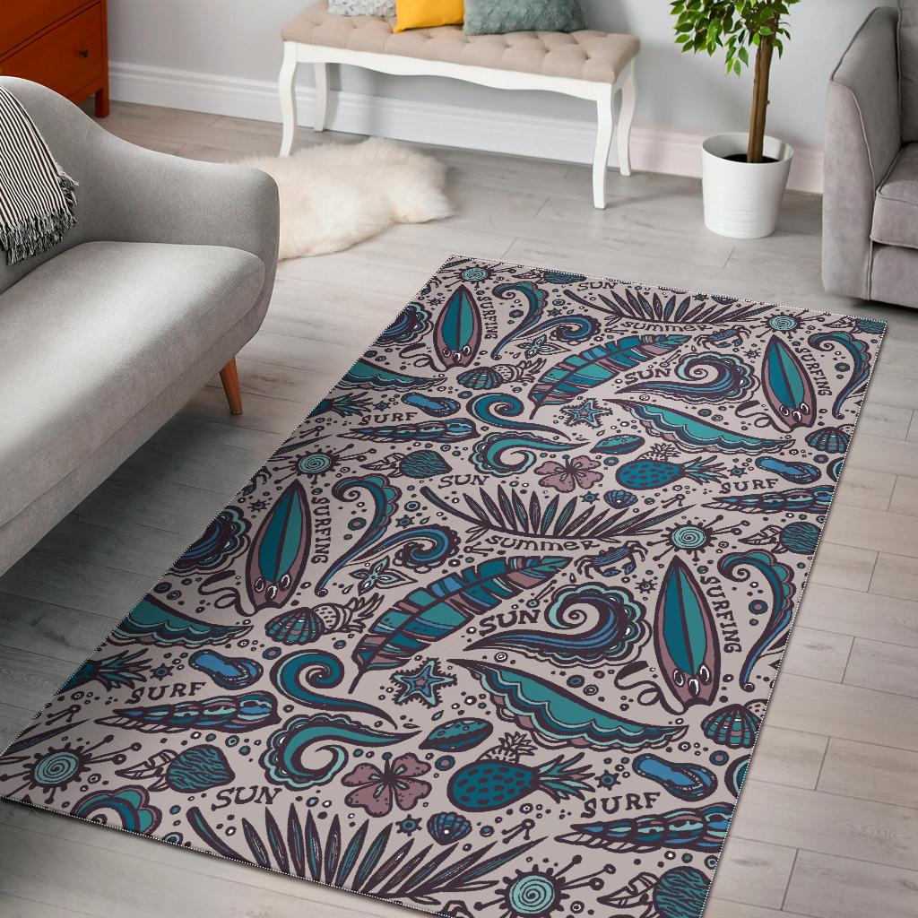 Summer Surfing Pattern Print Area Rug