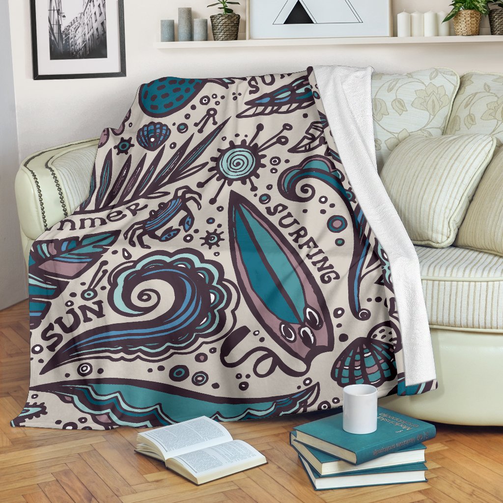 Summer Surfing Pattern Print Blanket