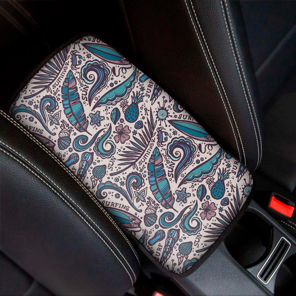 Summer Surfing Pattern Print Car Center Console Cover