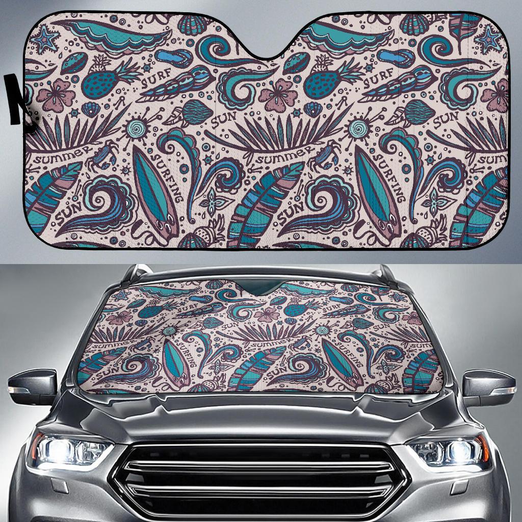 Summer Surfing Pattern Print Car Sun Shade