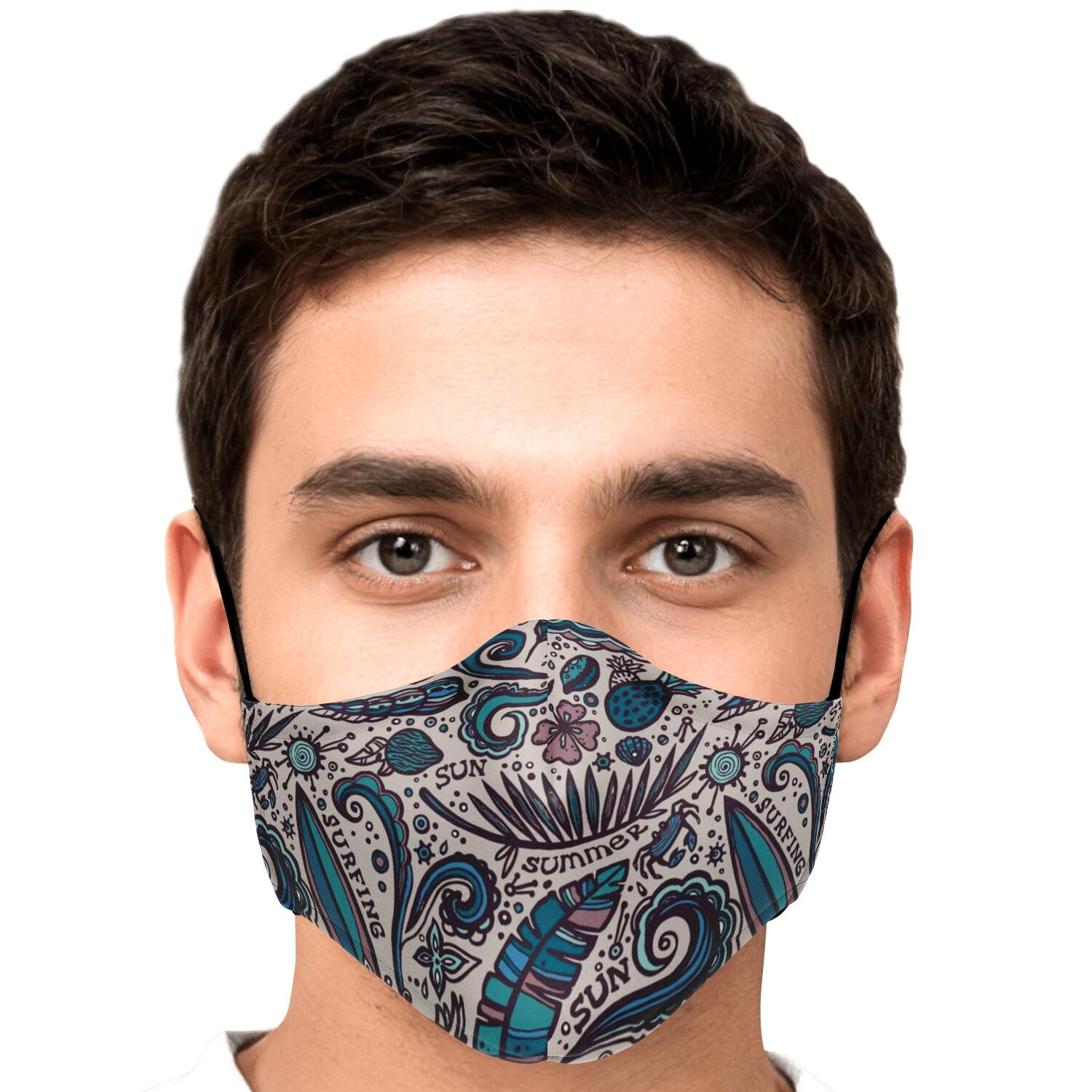 Summer Surfing Pattern Print Face Mask