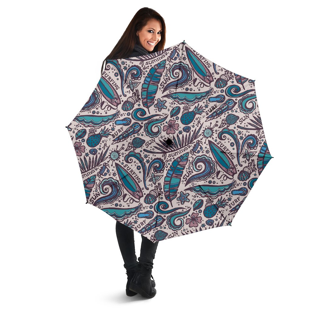 Summer Surfing Pattern Print Foldable Umbrella