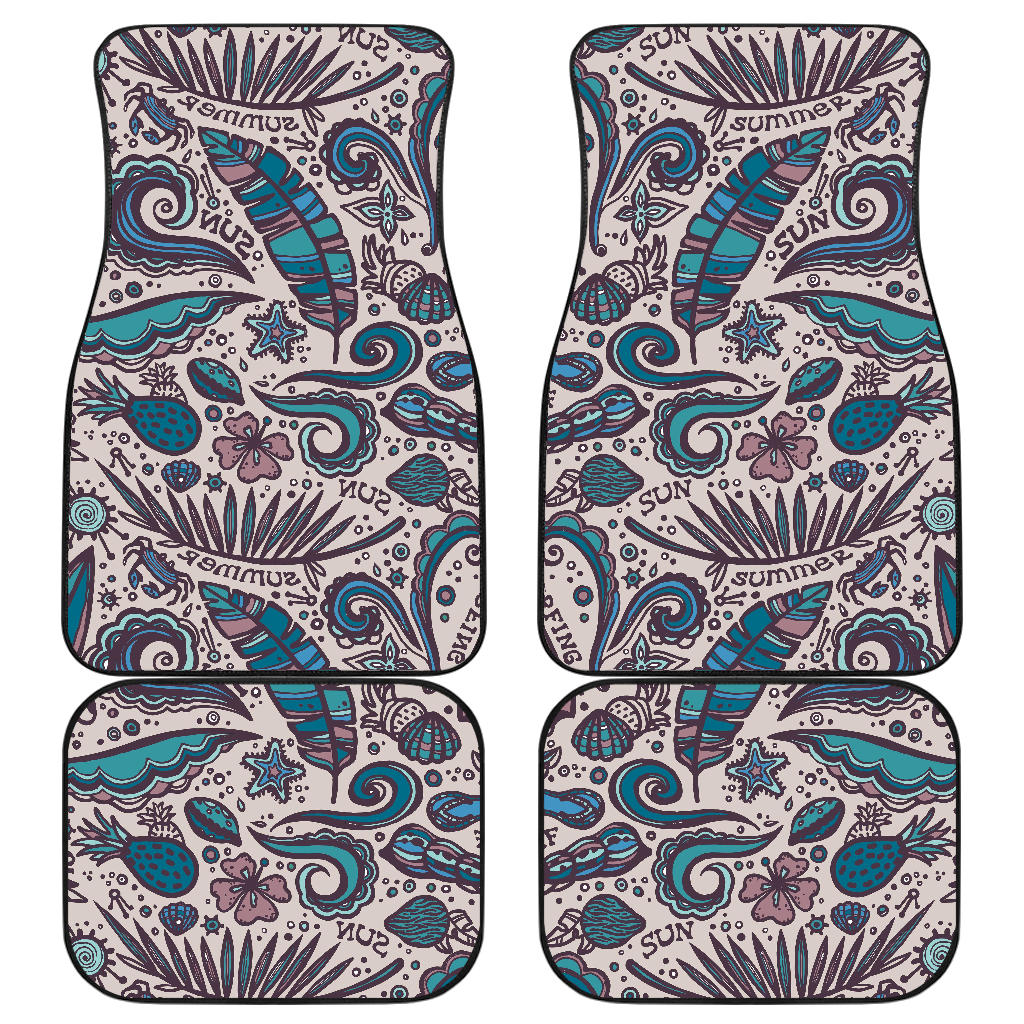 Summer Surfing Pattern Print Front and Back Car Floor Mats