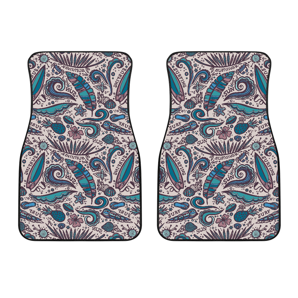 Summer Surfing Pattern Print Front Car Floor Mats