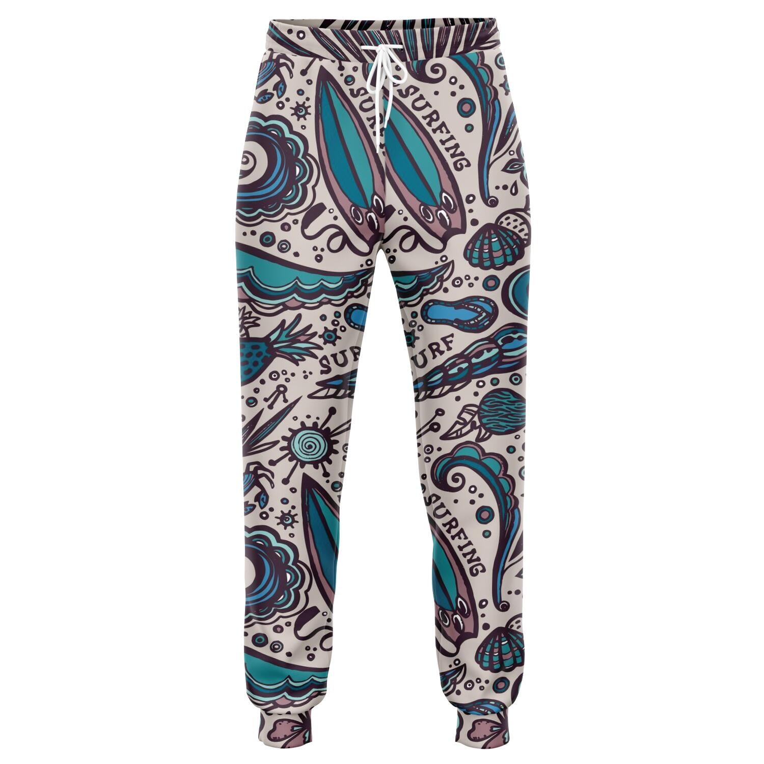 Summer Surfing Pattern Print Jogger Pants