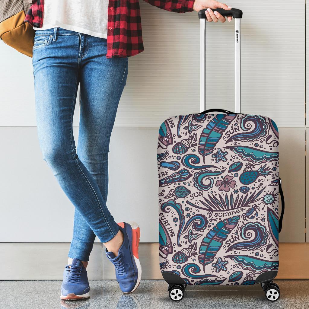 Summer Surfing Pattern Print Luggage Cover