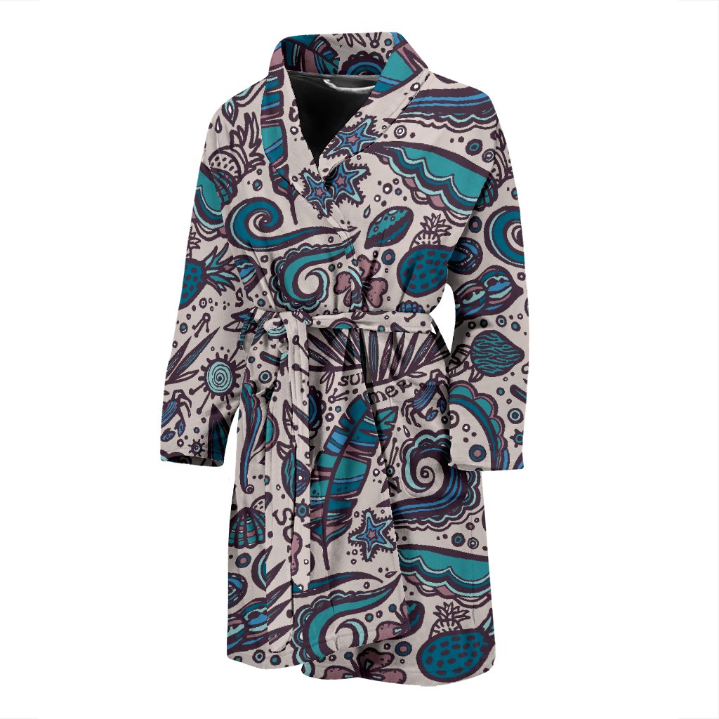 Summer Surfing Pattern Print Men's Bathrobe