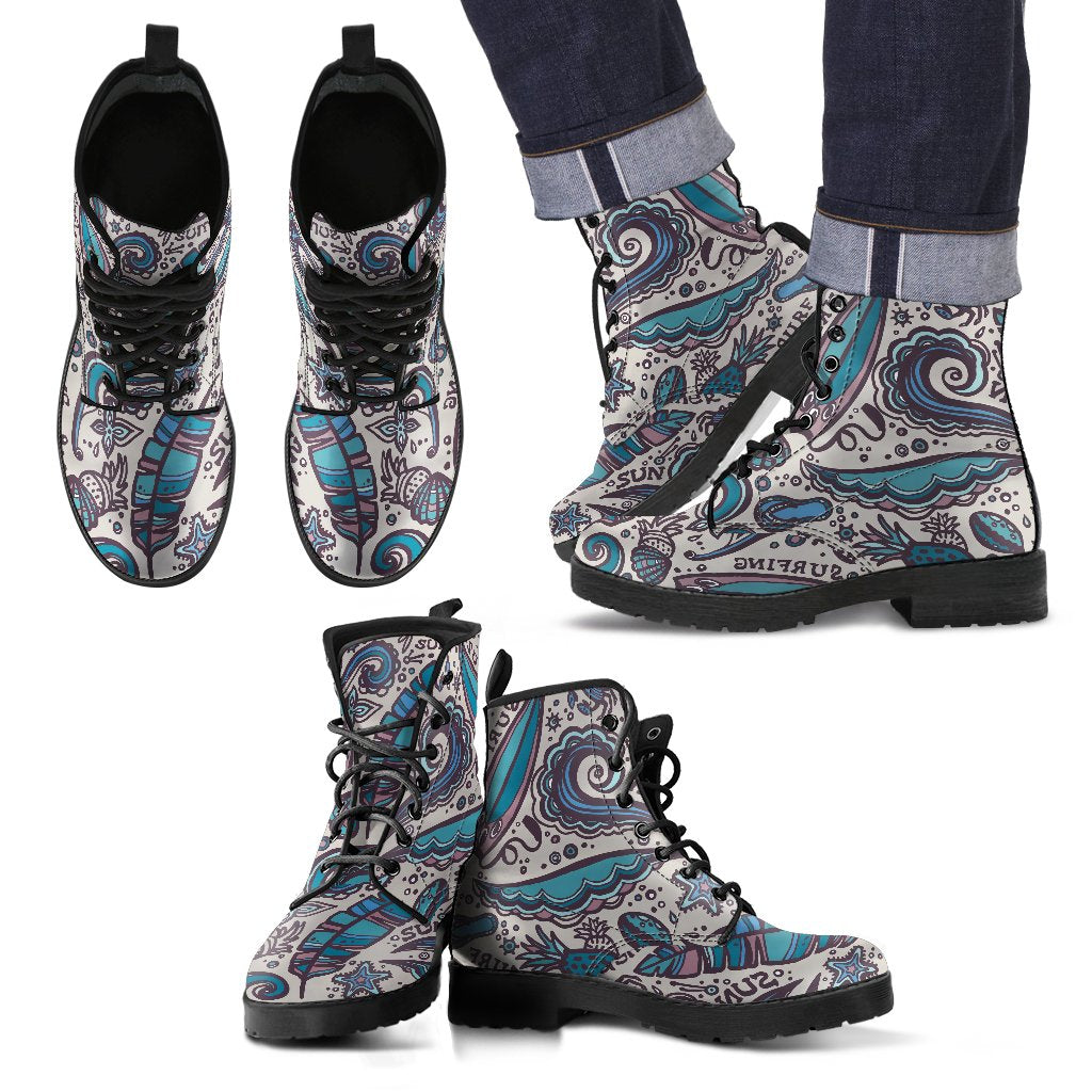 Summer Surfing Pattern Print Men's Boots