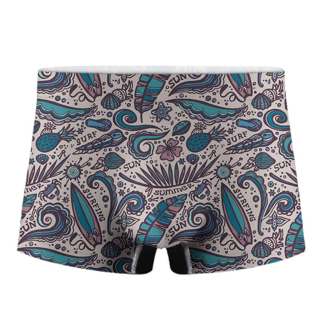 Summer Surfing Pattern Print Men's Boxer Briefs