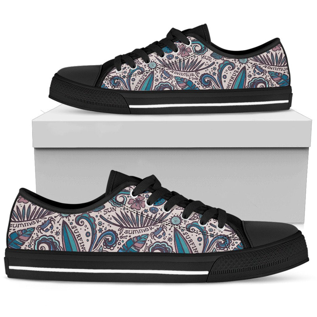 Summer Surfing Pattern Print Men's Low Top Shoes