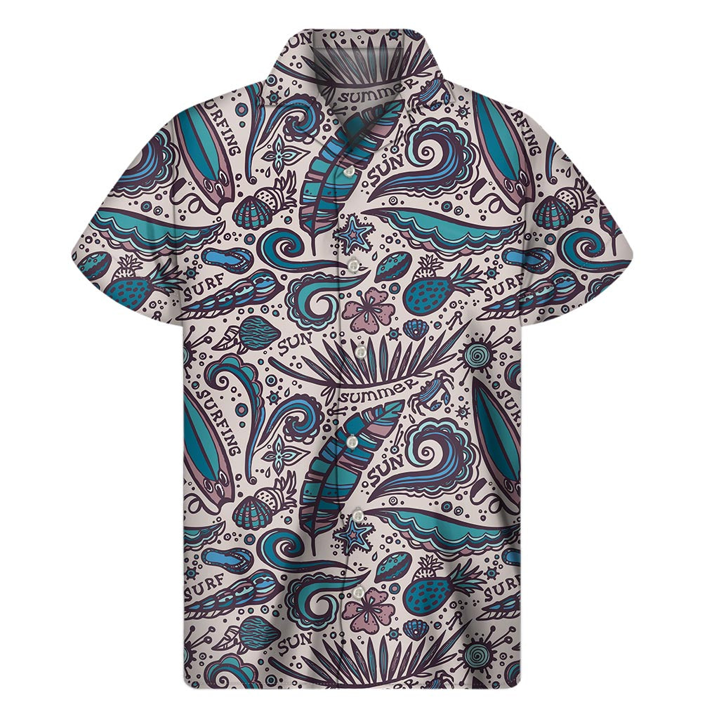 Summer Surfing Pattern Print Men's Short Sleeve Shirt