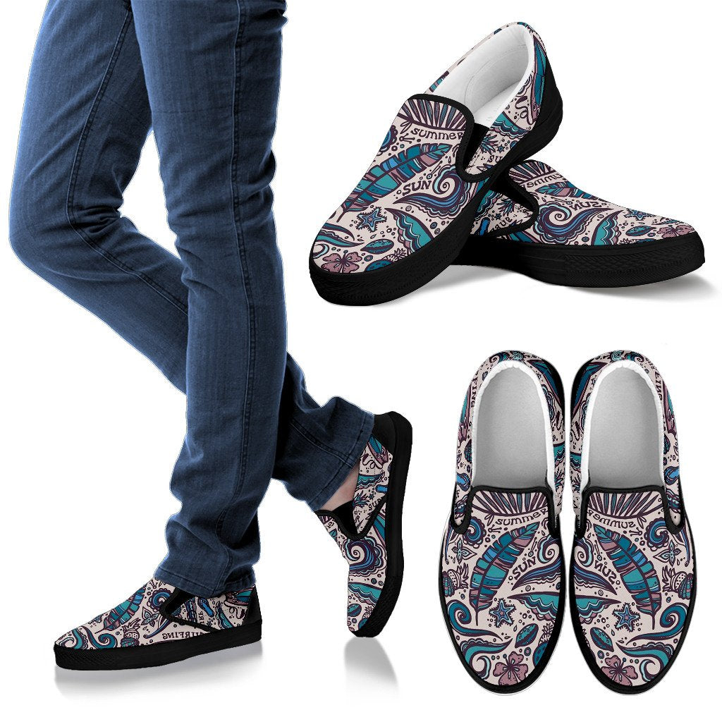 Summer Surfing Pattern Print Men's Slip On Shoes