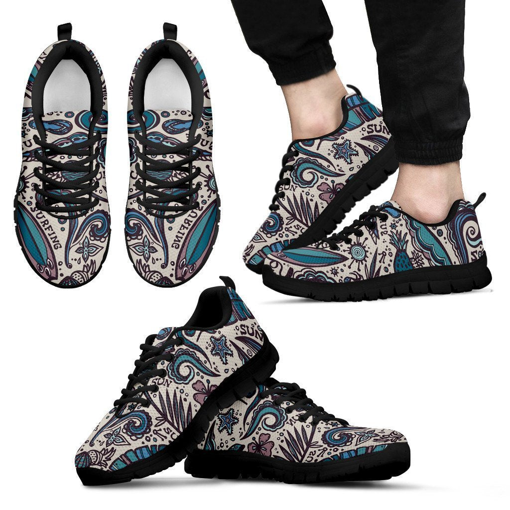 Summer Surfing Pattern Print Men's Sneakers