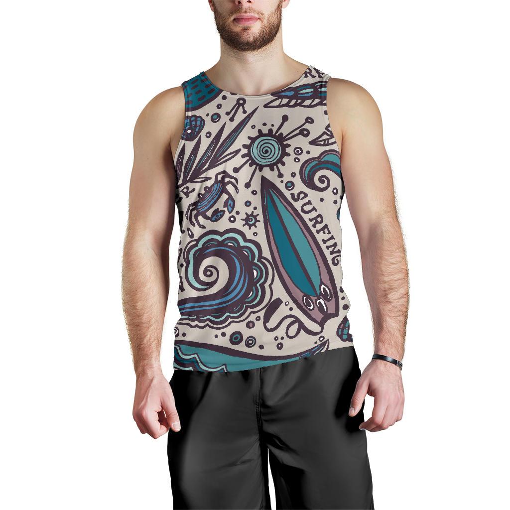 Summer Surfing Pattern Print Men's Tank Top