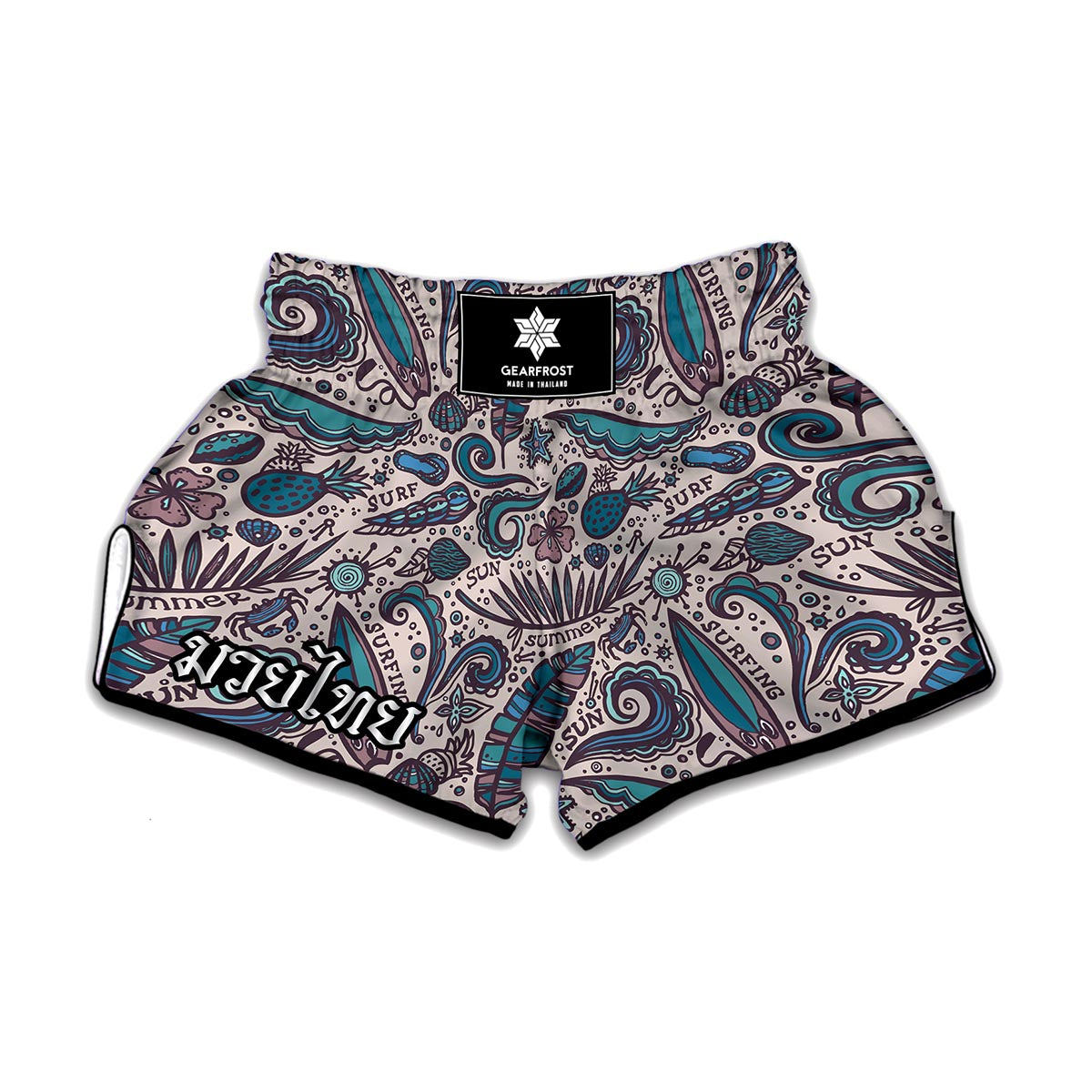 Summer Surfing Pattern Print Muay Thai Boxing Shorts