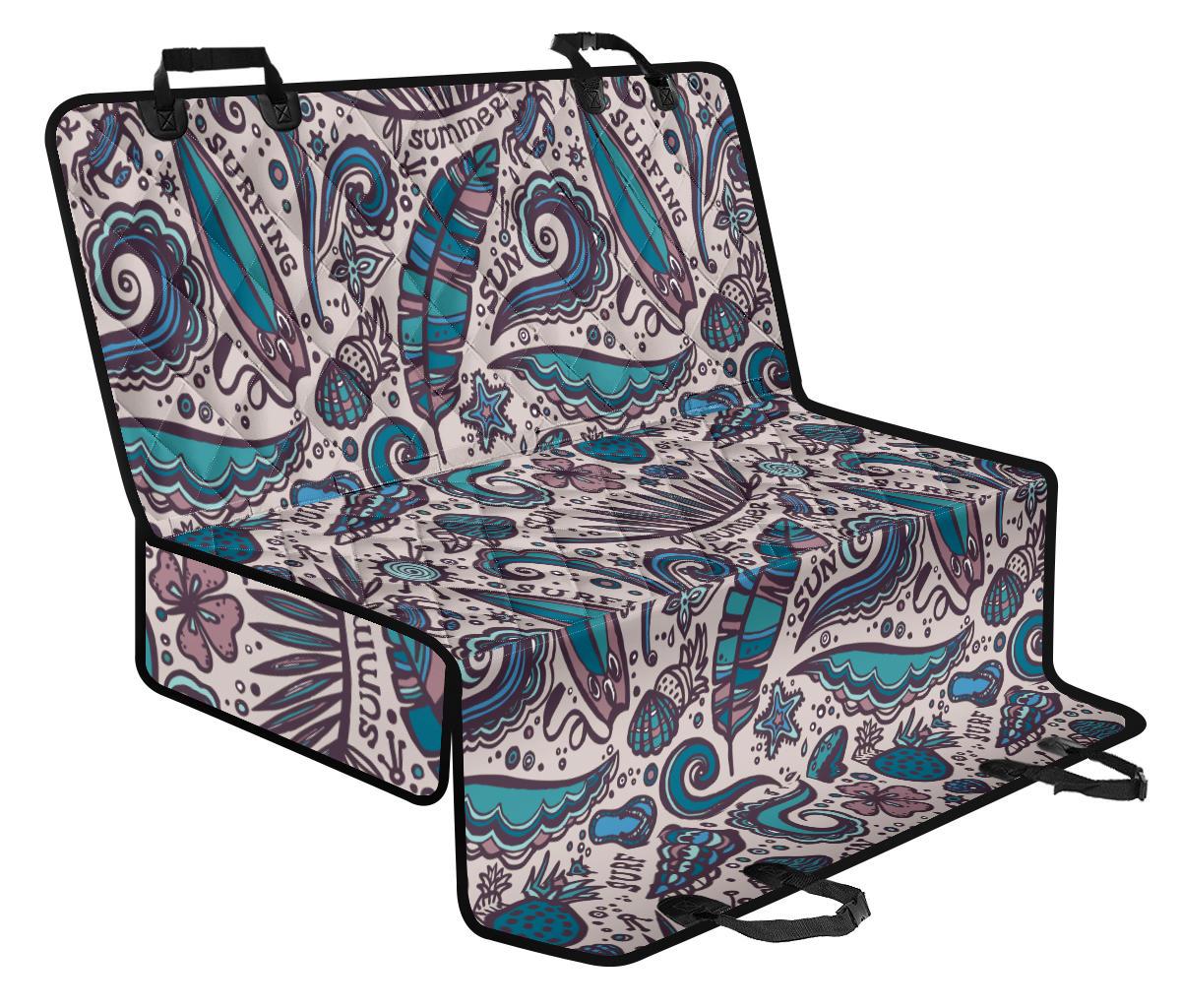 Summer Surfing Pattern Print Pet Car Back Seat Cover