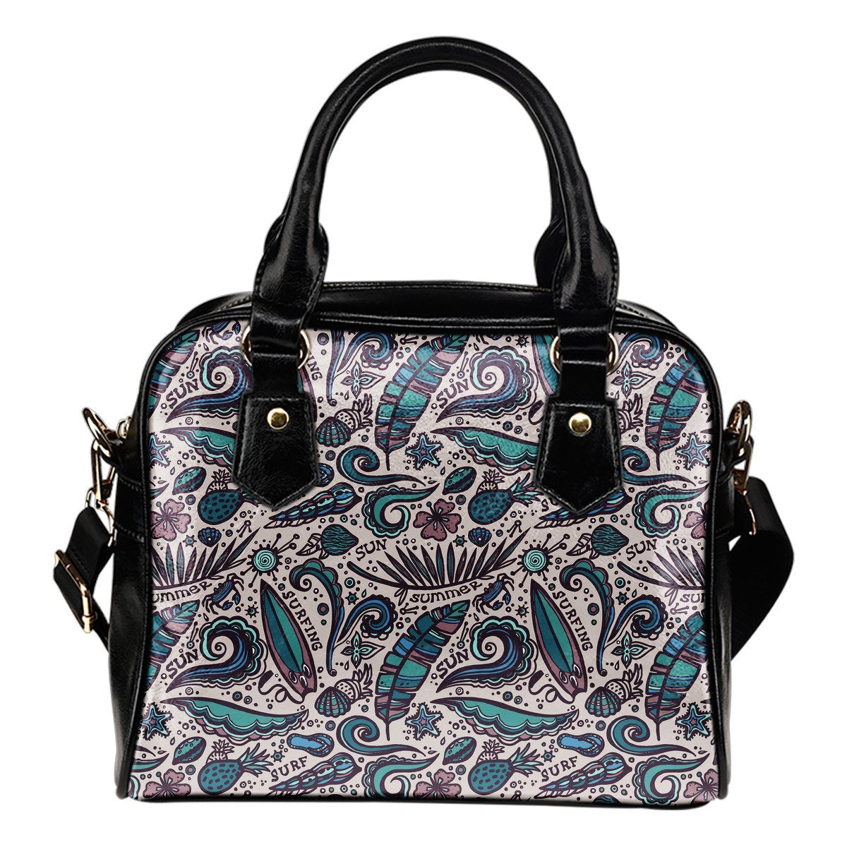 Summer Surfing Pattern Print Shoulder Handbag