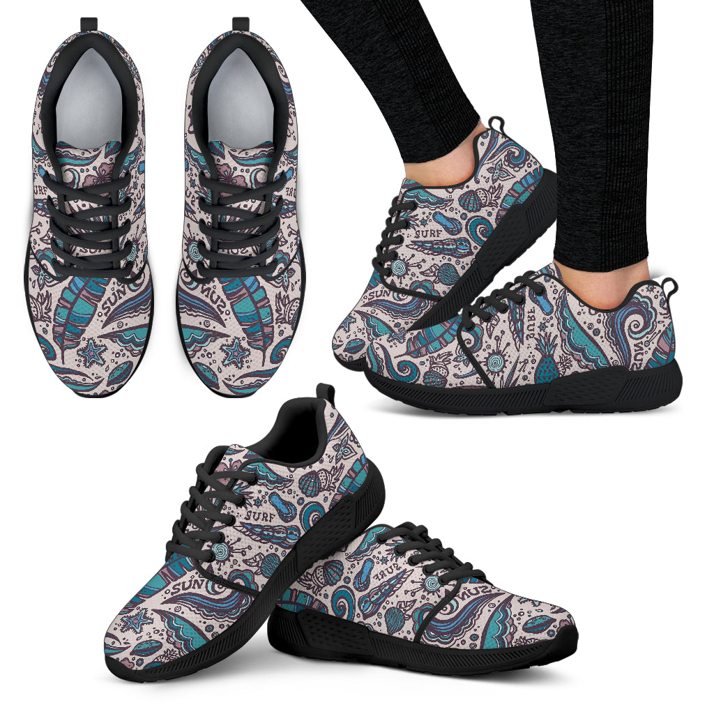 Summer Surfing Pattern Print Women's Athletic Shoes