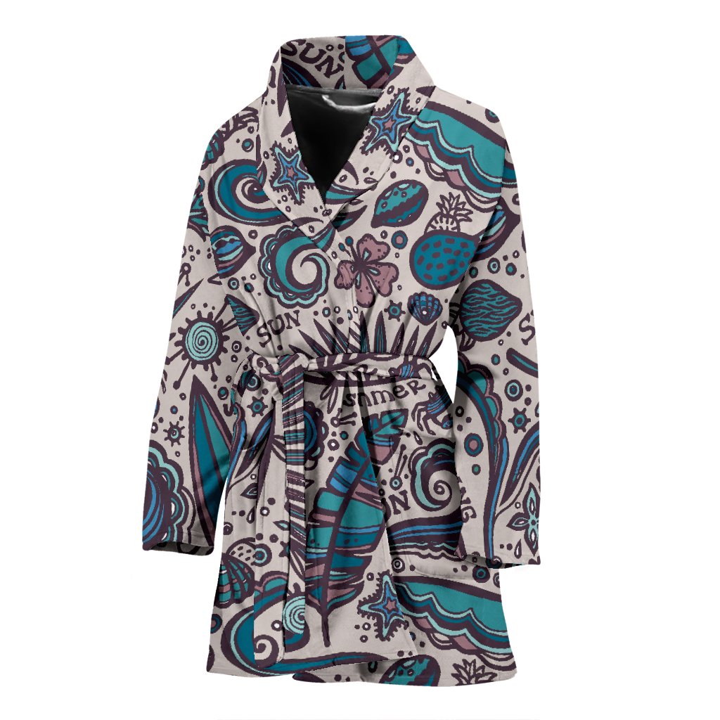 Summer Surfing Pattern Print Women's Bathrobe