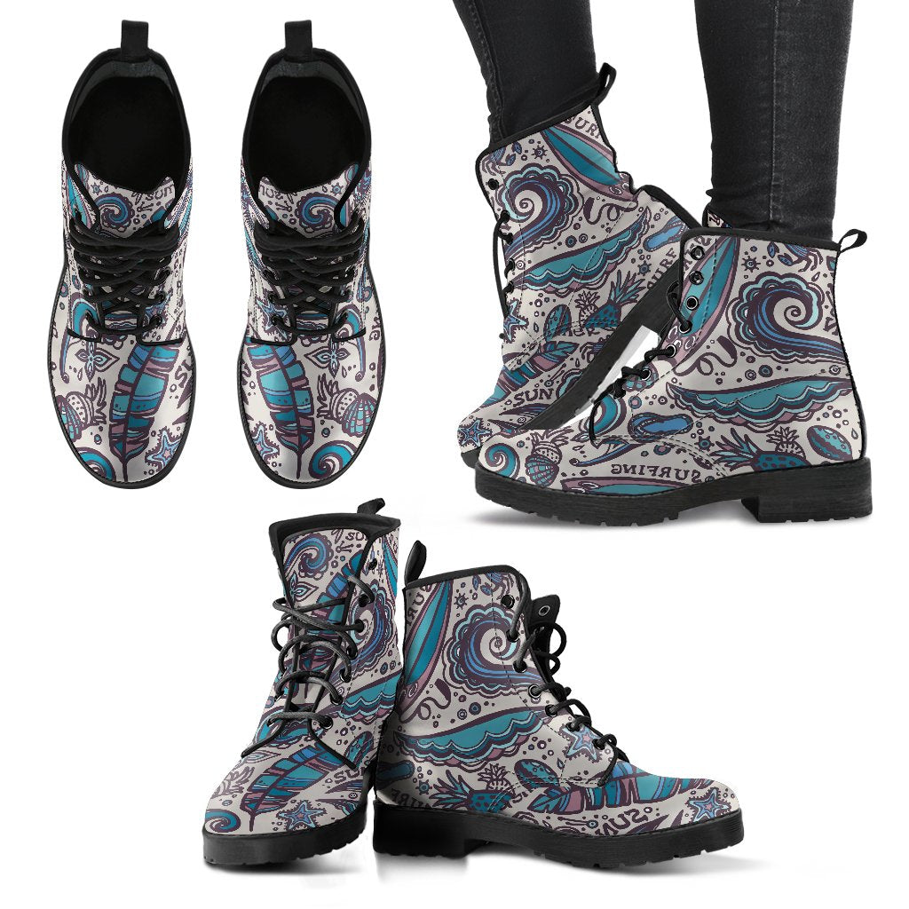 Summer Surfing Pattern Print Women's Boots