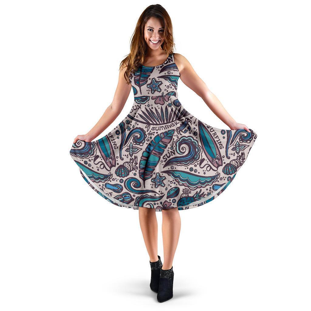 Summer Surfing Pattern Print Women's Dress