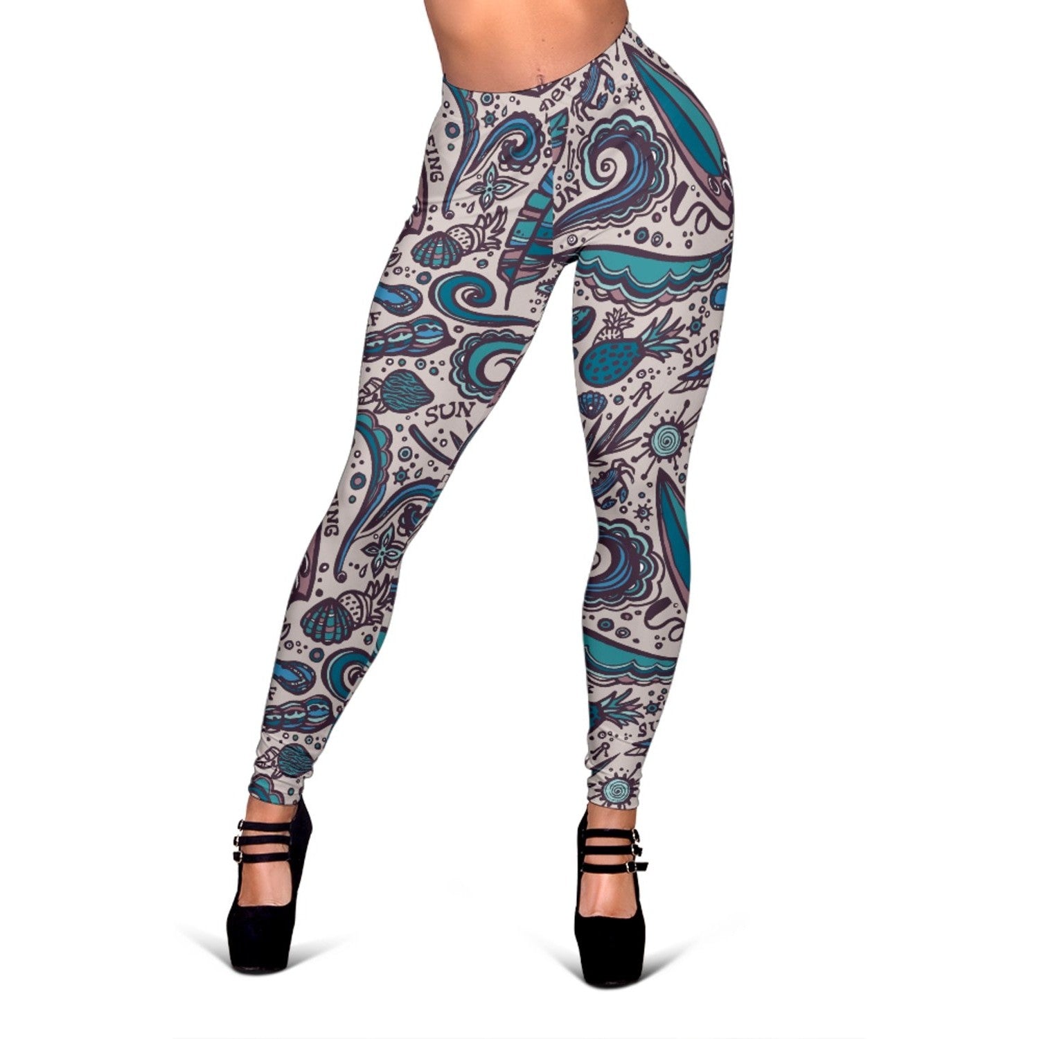 Summer Surfing Pattern Print Women's Leggings