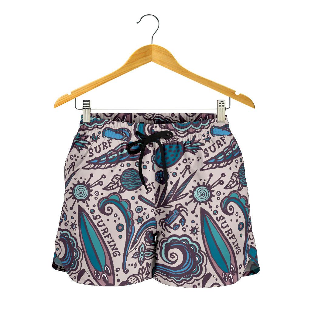 Summer Surfing Pattern Print Women's Shorts