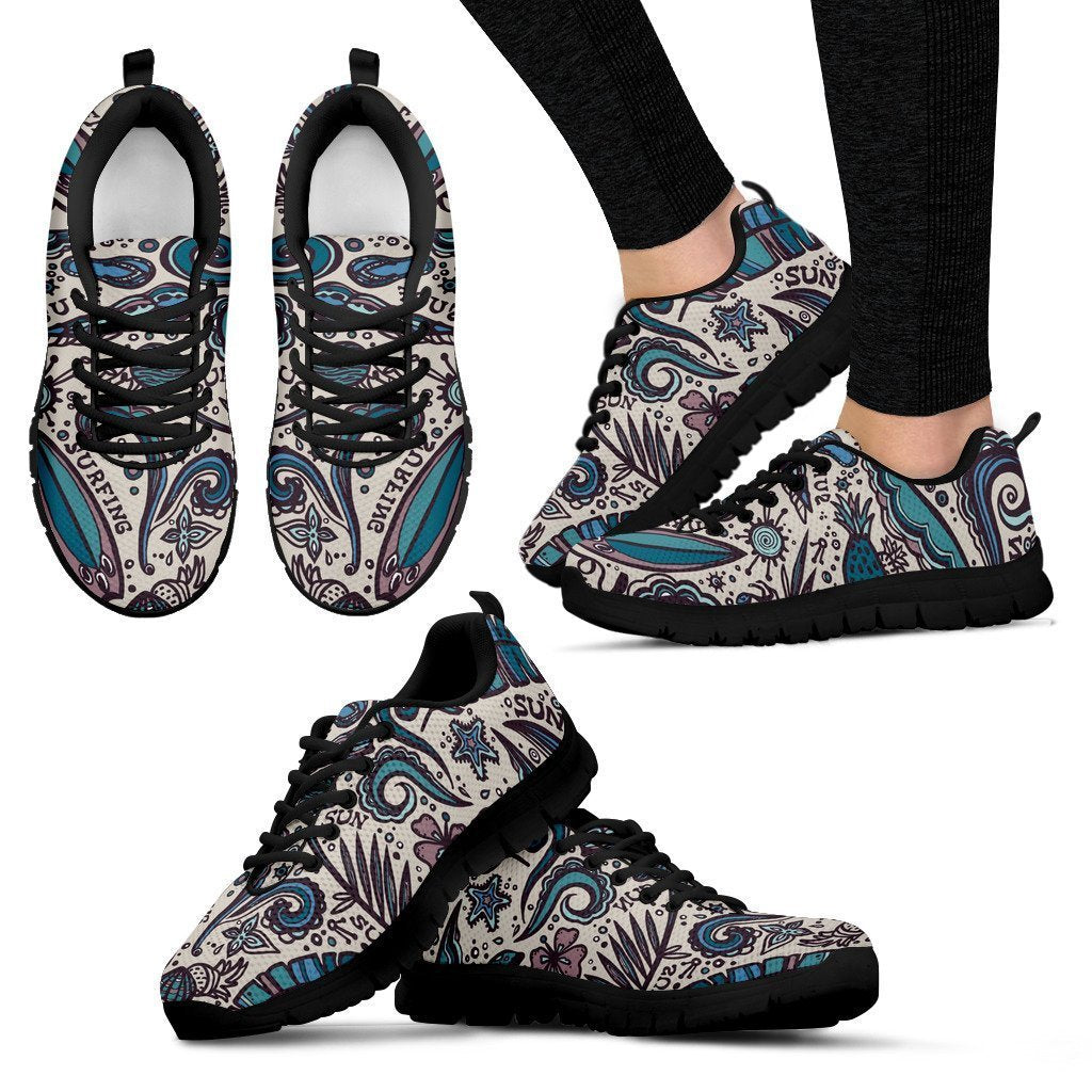 Summer Surfing Pattern Print Women's Sneakers