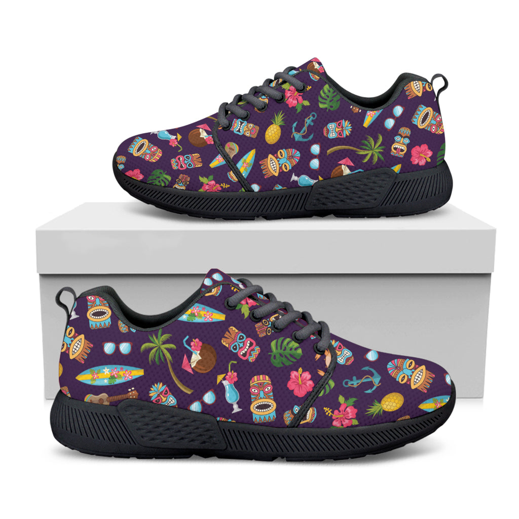 Summer Totem Pattern Print Black Athletic Shoes