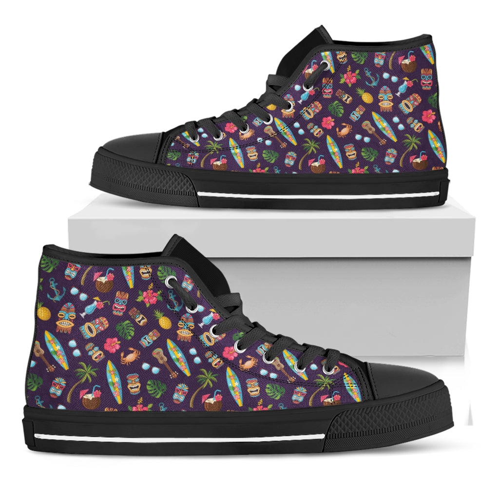 Summer Totem Pattern Print Black High Top Shoes