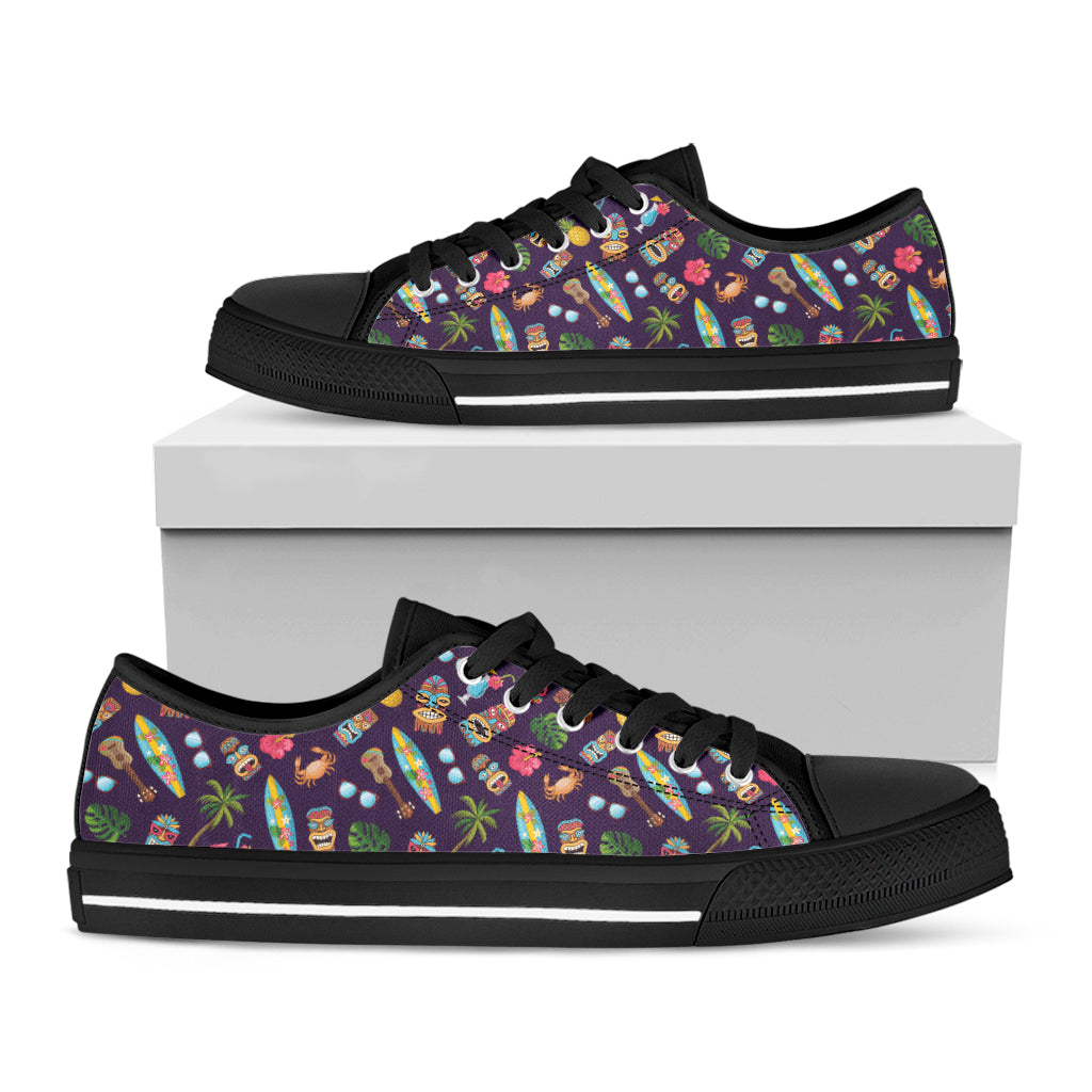 Summer Totem Pattern Print Black Low Top Shoes